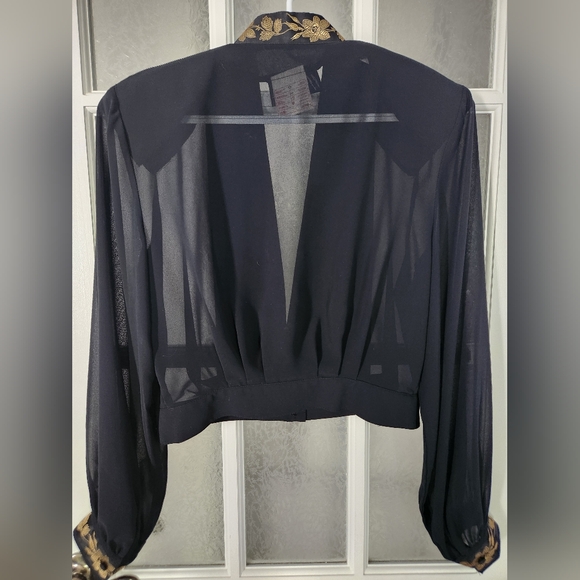 🇨🇦*** Gorgeous 90s Black Sheer Top / Made in Canada - Picture 3 of 6